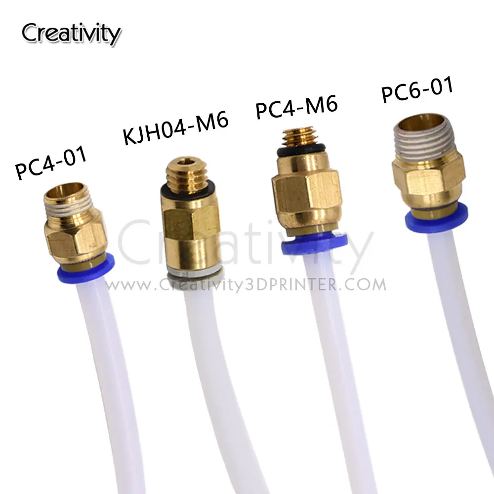 Creatividad 3D PC4-M6 PC4-M5 PC4-01 PC6-01 conector recto neumático parte diámetro 4mm filamento de tubo de PTFE acoplador de ajuste de alimentación