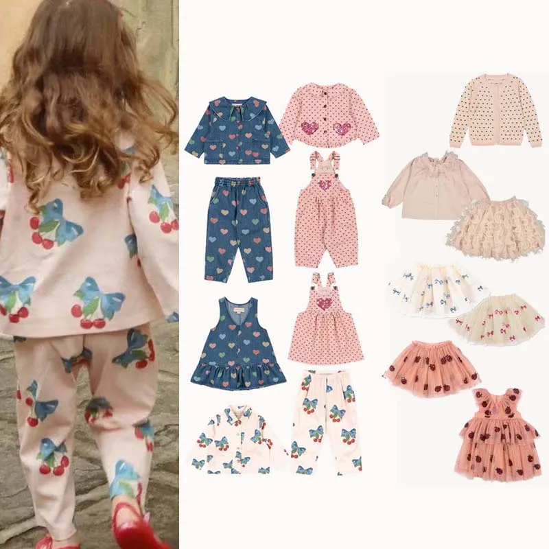 

in Stock KS Winter boys Clothing Love Denim Suits Jacket Vest Skirt Overalls Cherry Boys coat