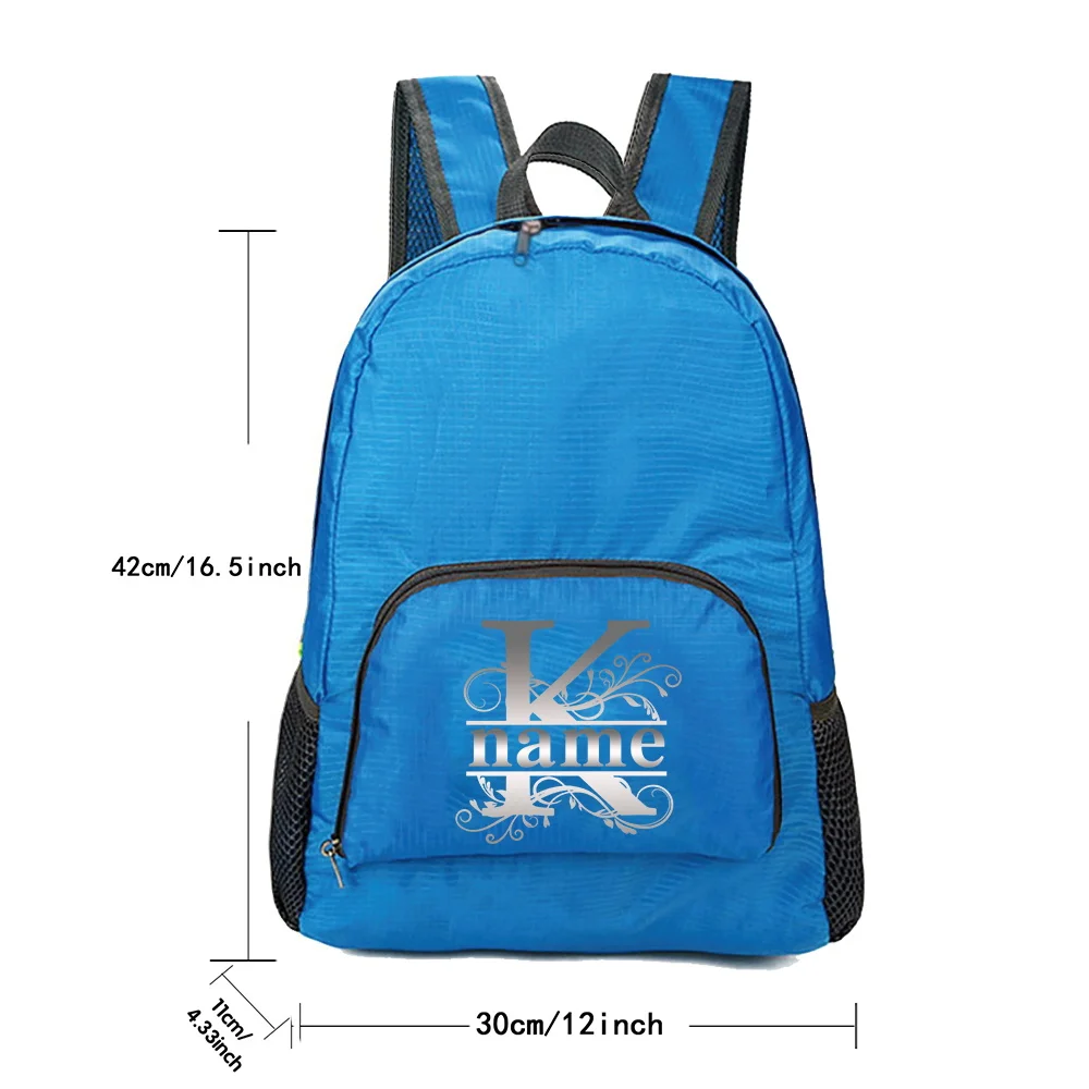 Personalized Customization Foldable Blue Backpack Large Capacity Camping Bag Lightweight Hiking Backpack Fashionable Pattern