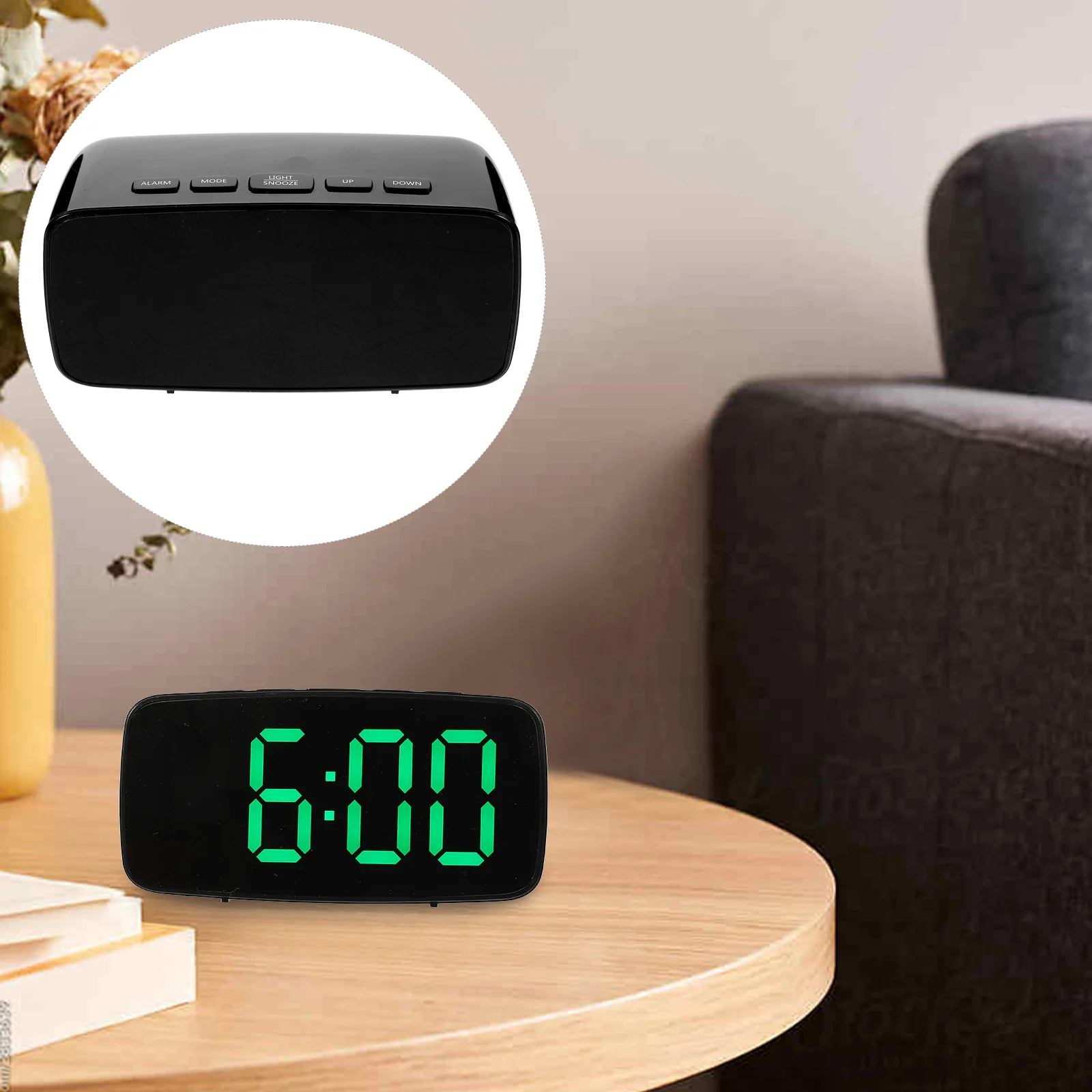 Wake up Alarm Clock LED Electronic Clocks Desk for Office Green Components Travel