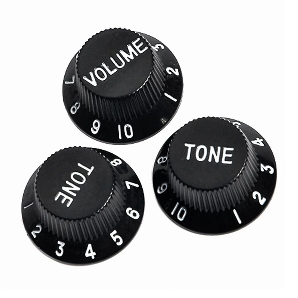 

3 PCS/ Set Plastic Hat Guitar Volume Tone Control Knobs Rotary Knobs for ST Electric Guitar Parts Replacement (Black)