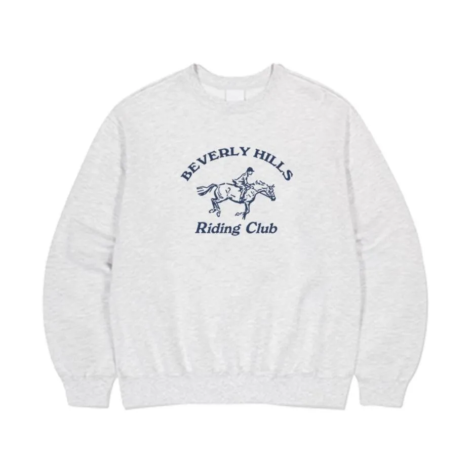 الأمريكية خمر نمط ركوب نادي الطباعة بلوزات قطنية كبيرة الحجم Ins موضة Crewneck بلوزة كاجوال 90's كول البلوز