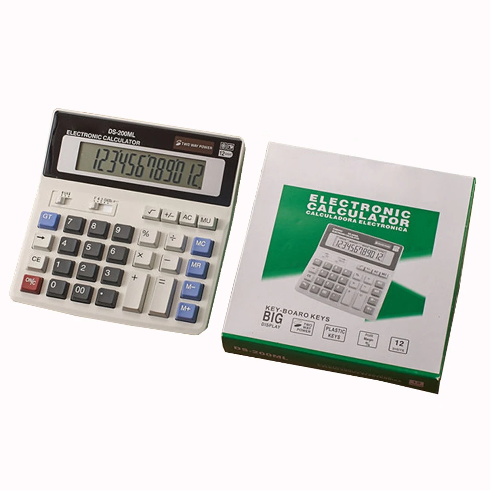 آلة حاسبة مكتبية مكونة من 12 رقمًا، شاشة LCD تعمل بالبطارية الشمسية، زر كبير، آلة حاسبة للمحاسبة العملاقة مع قاعدة مضادة للانزلاق للمنزل
