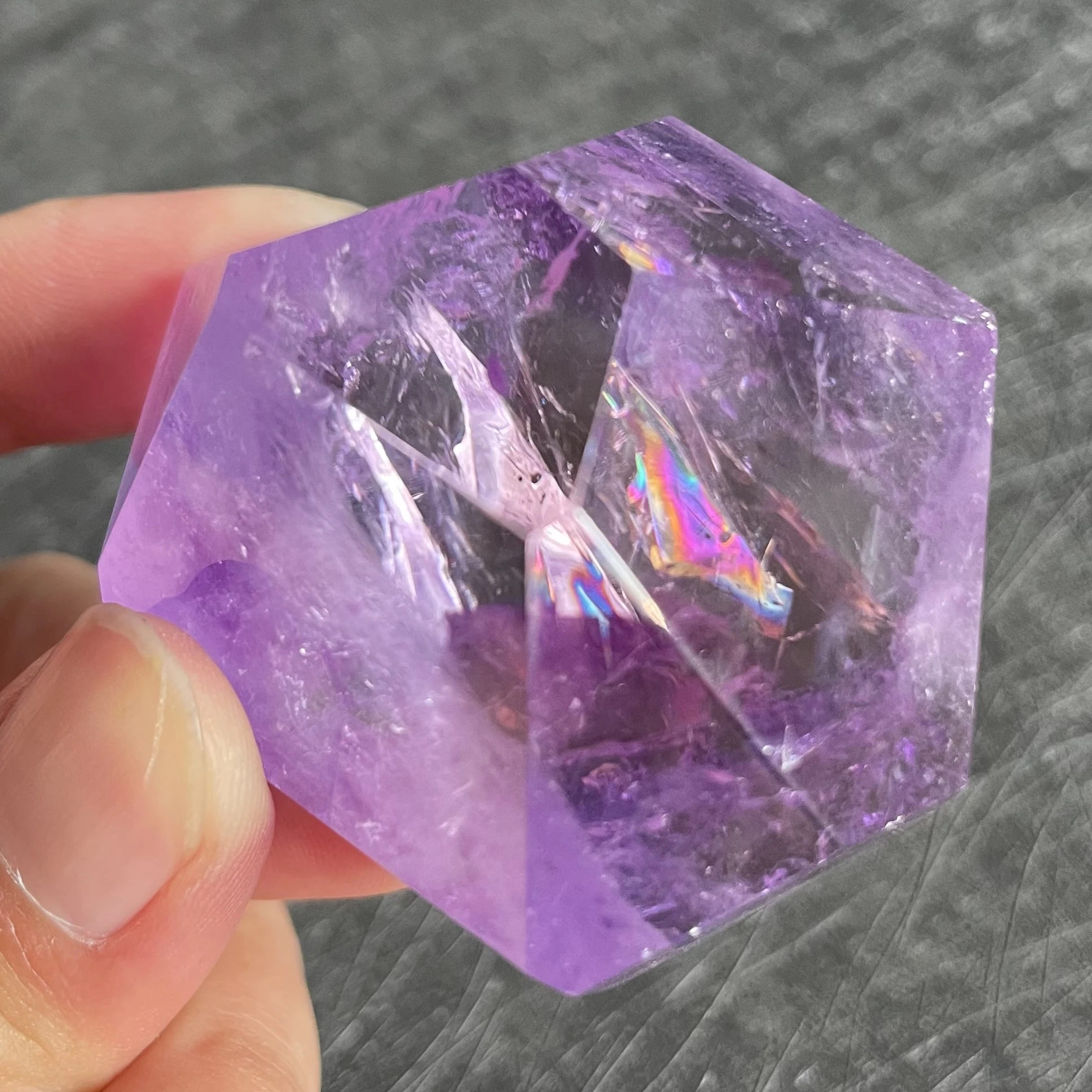 Natural Stone Brazilian Amethyst FreeForm Polished Violet Quartz Irregular Polyhedron Reiki Healing Gift Crystal Room Decor