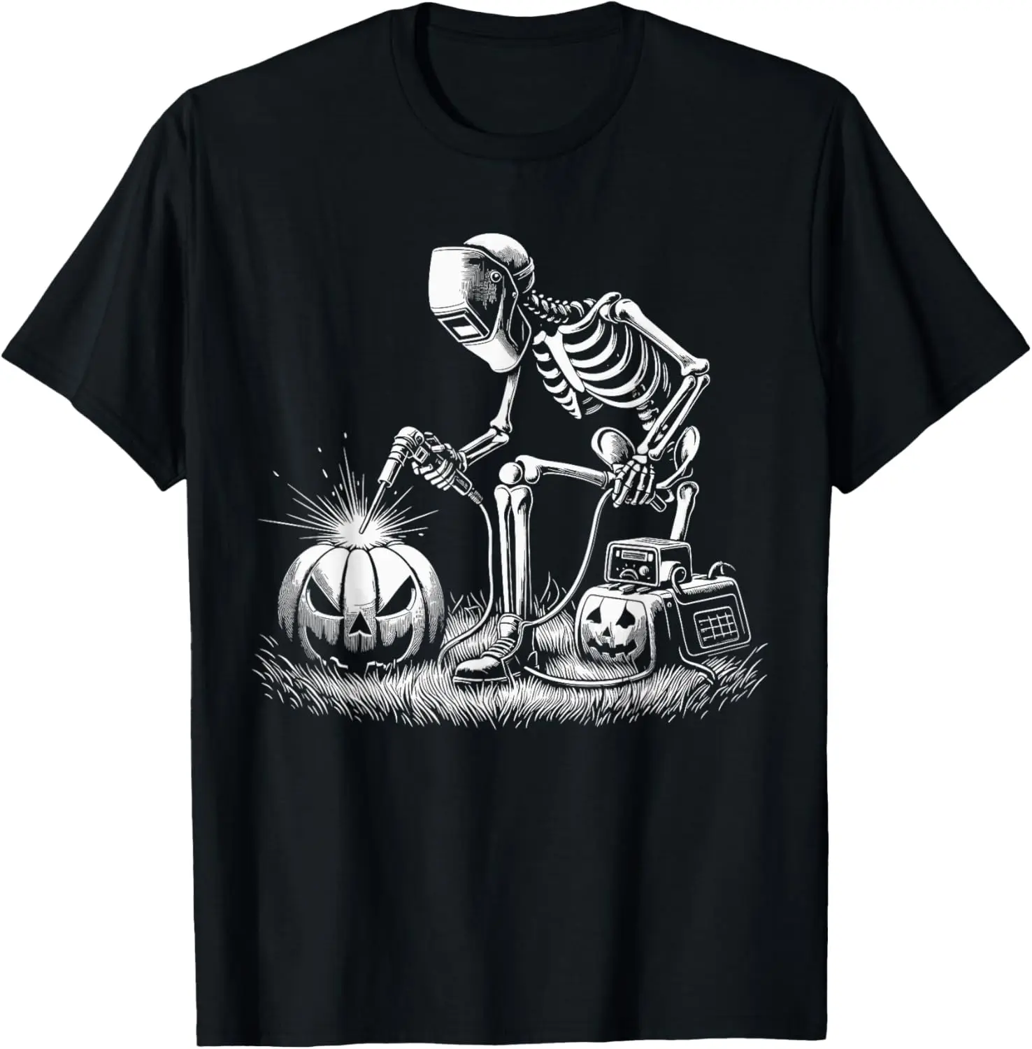 Funny Skeleton Welding Players Halloween Mens Womens Kids T-Shirt