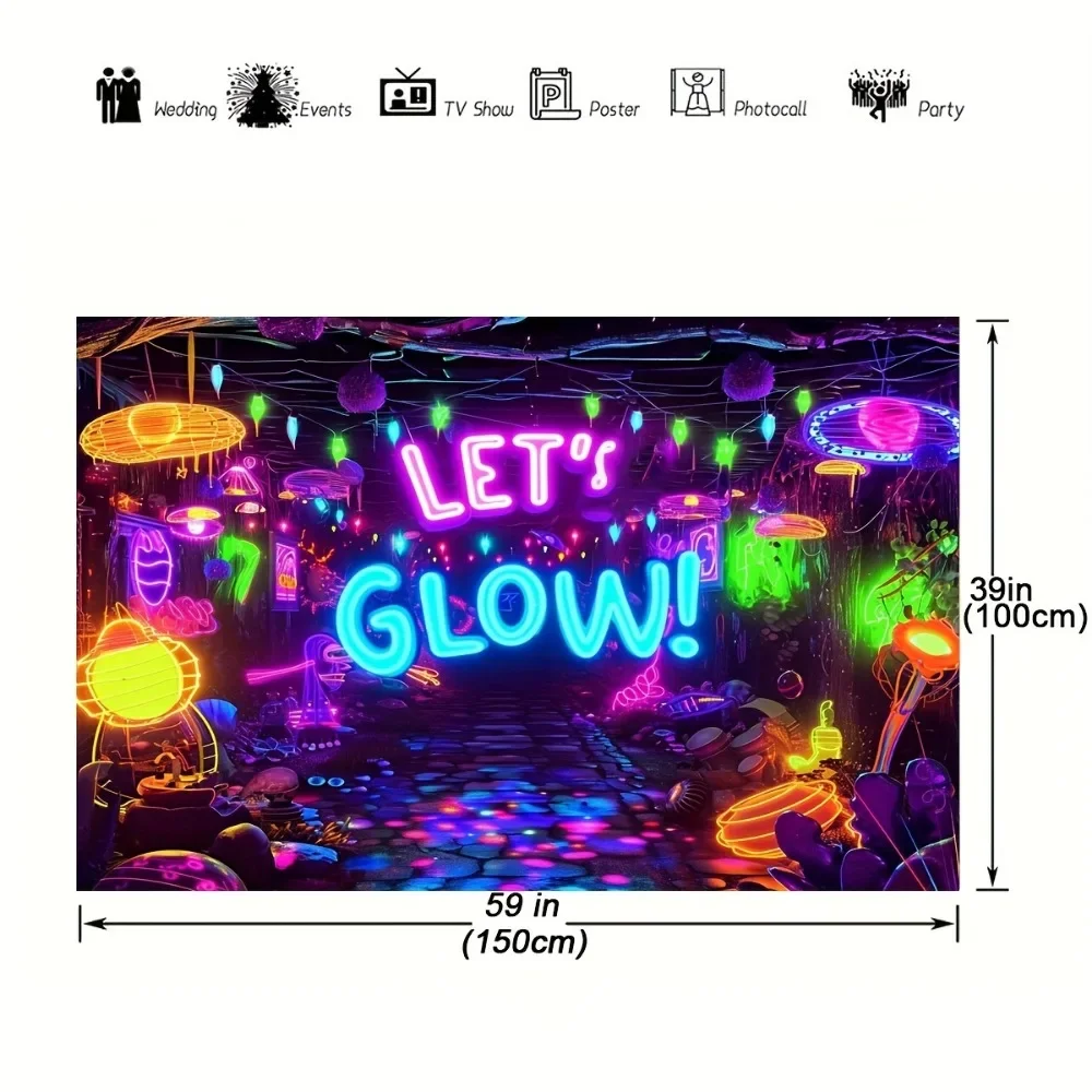 Neon Glow Party background fabric lets Glow Glow background Glow party theme background Halloween neon