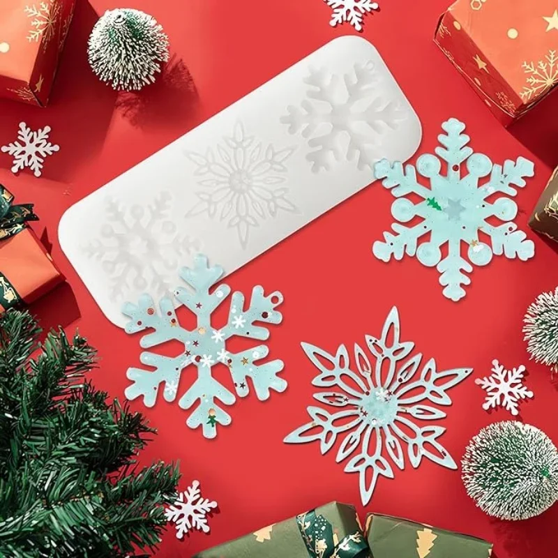 Christmas Resin Molds, Snowflake Silicone Mold Resin Ornament Molds for Epoxy Resin, Snowflake Resin Mold for Casting Christmas