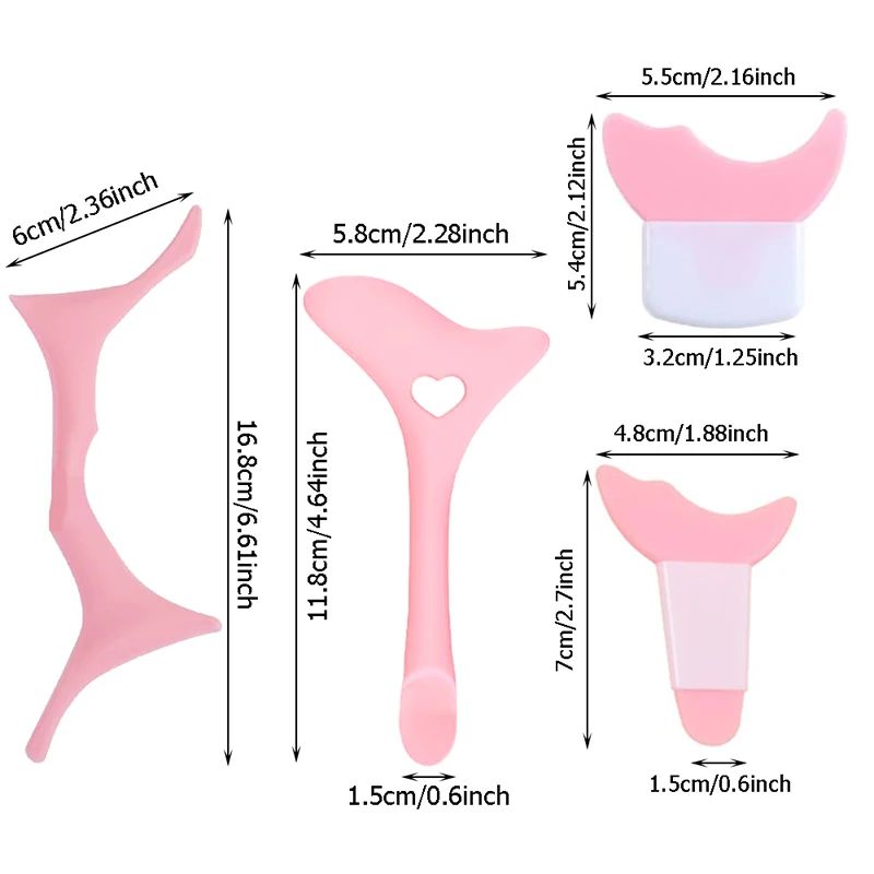 Silicone Maquiagem Stencil Tool Kit, sobrancelha, delineador Modelo, rímel, defletor, olho, 4Pcs Set