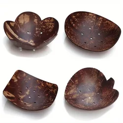 1PC Country Style Coconut Shell Bowl with Hole Soap Box Storage DIY Material Candy Dessert Bowl Coconut Tray Creative Ornaments