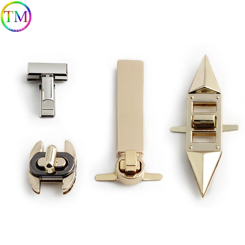 Light Gold and Silver Metal Bag Twist Locks para mulheres, Bagagem Shoulder Clutch Bags, Bagagem Turn, PU Leather Accessories