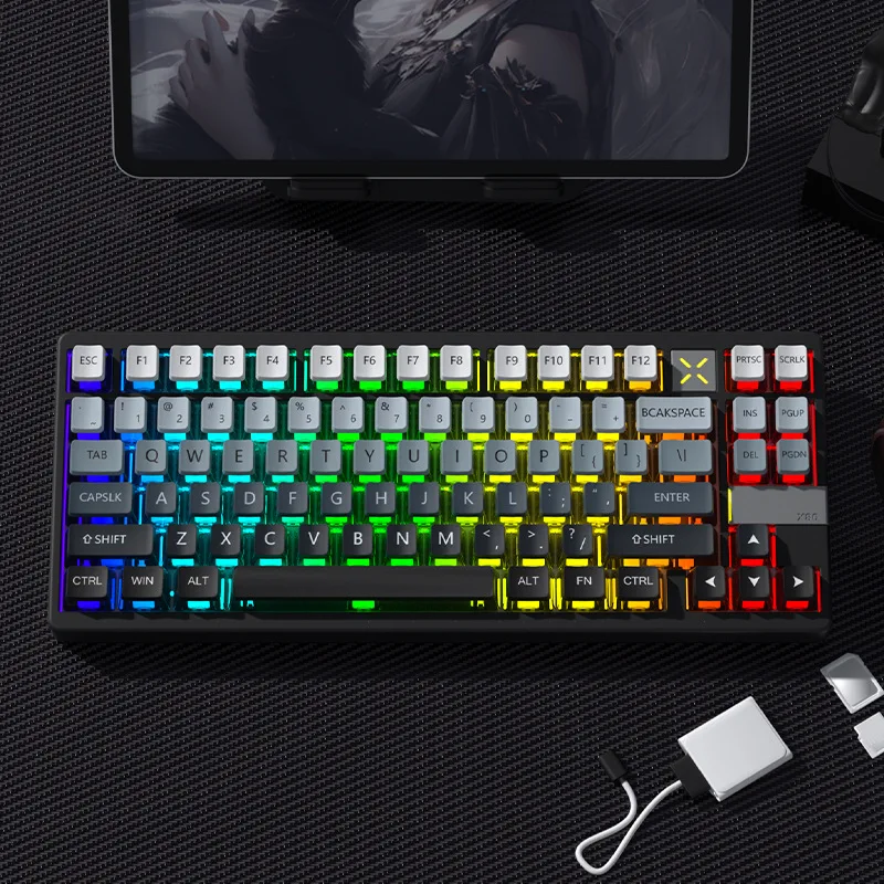 

SPYSELF Polar Day Peach Pink & Misty Blue Front-printed PBT Four-Sided Translucent Keycaps - High-Value, Stylish