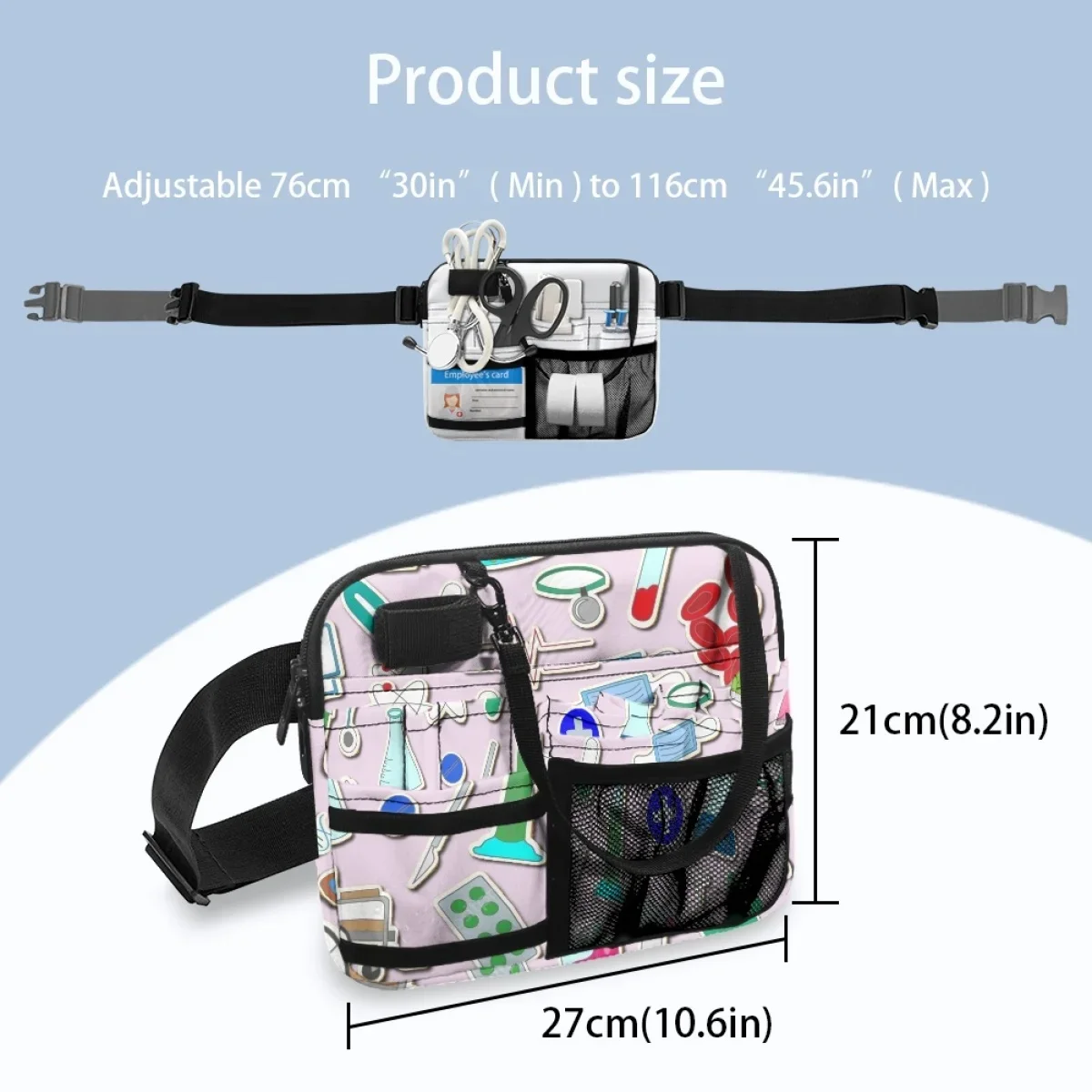 Medical Chemical Tools Printing Waist Bag Multi-Pockets Adjustable Hospital Work Portable Belt Bag For Stethoscope Medicine New