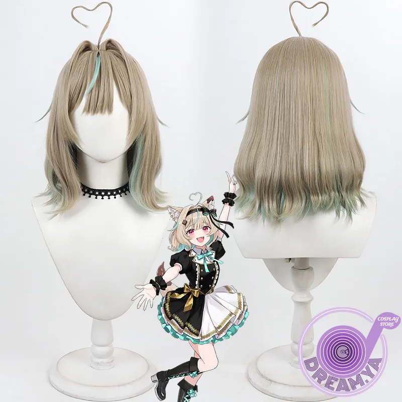 Amakami Konomi Cosplay Wig Vtuber Short Linen Green Heat Resistant Synthetic Hair Halloween Party Role Play Carnival + Wig Cap
