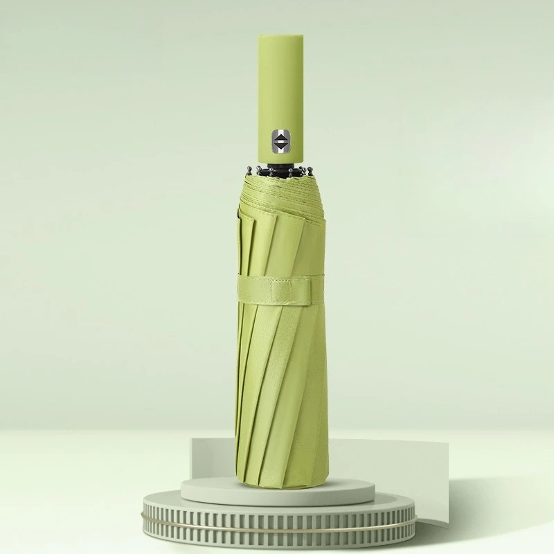 24-Bone Automatic Umbrella One-button Automatic Three-fold Simple Reinforcement Vinyl Weather and Rain Parasol