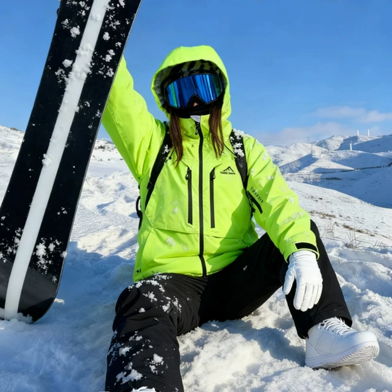2026 Couple Wear Resistant Ski Jacket Winter Single Double Snowboard Windproof Waterproof Warm Thickened Skiing Coat Women Men
