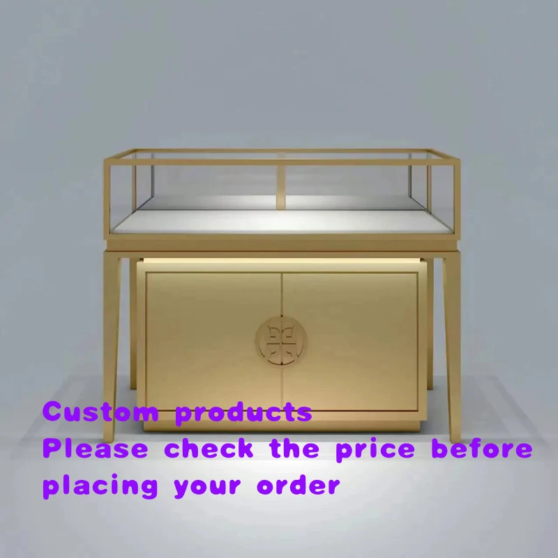 custom.Factory Directly Wood Stainless Steel Glasses Jewelry Display showcase