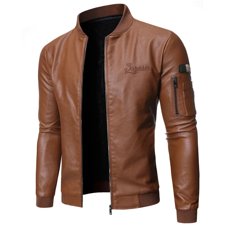 

2023 Brand Clothing Men Slim Fit Leather Jacket Motorcycle Faux Leather Jackets Couro Winter Coat Men Warm PU Jackets S-3XL