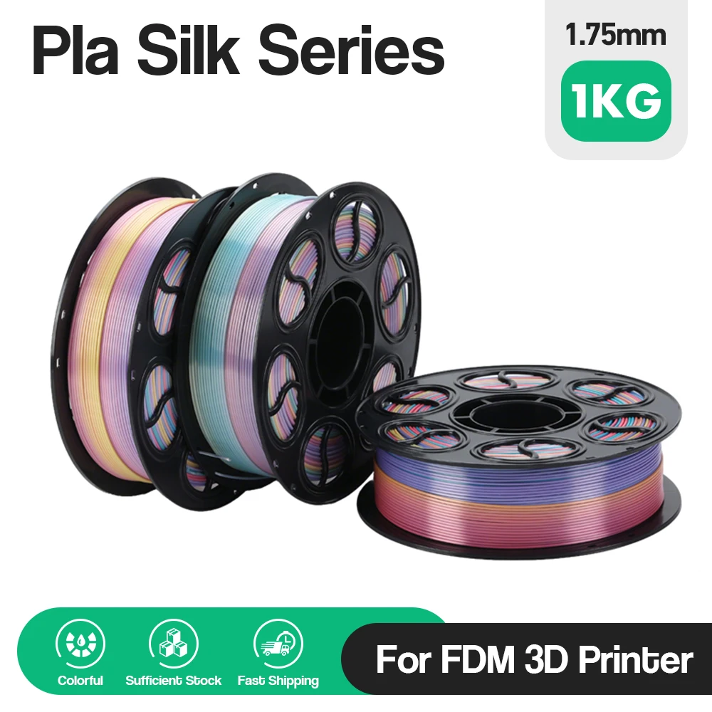 

1,75 мм трехцветные шелковые нити, высокопрочный PLA-материал для FDM 3D-принтера, дизайн «сделай сам», высокоскоростная печатная нить PLA