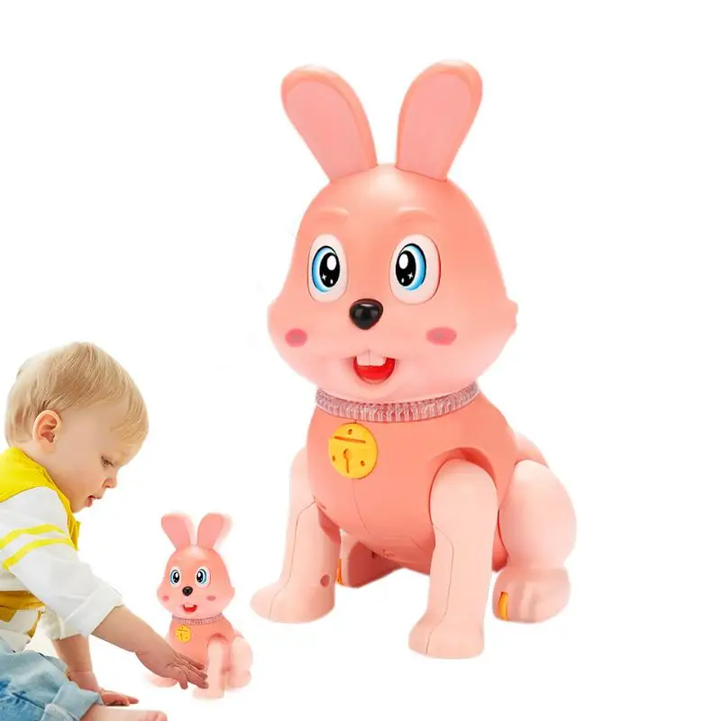 Rabbit Toy With Lights Musical Bunny Light Up Toys Cartoon Movable Blinking Toy Cute Shaking Head Toys For Children's Day