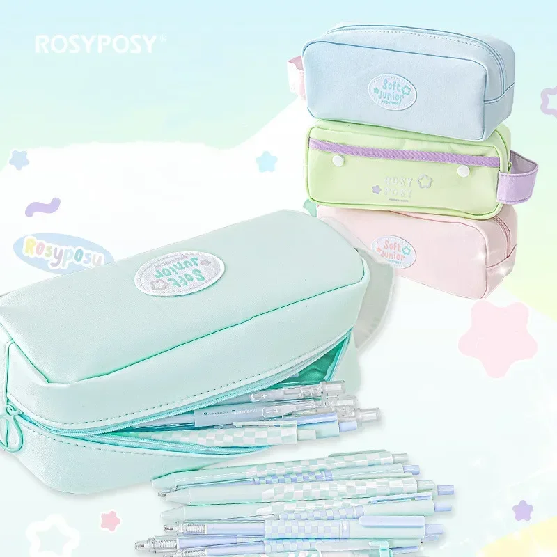 Imagem -05 - Candy Color Series Pencil Case Camadas Soft Touch Papelaria de Alta Capacidade Bolsa de Armazenamento para Estudante Moda Coreana Peça