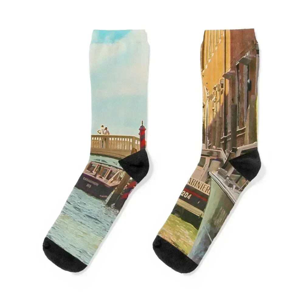 

Venice - Venezia - Venedig- Travel Vintage Painting Poster Socks gym christmas stocking Non-slip new in's Socks For Man Women's
