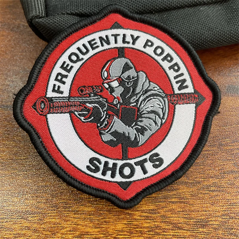 Shots Patch Sniper Soldier Tactical Morale Badge Backpack Sticker Hook and Loop Embroidery Patches Military Armband