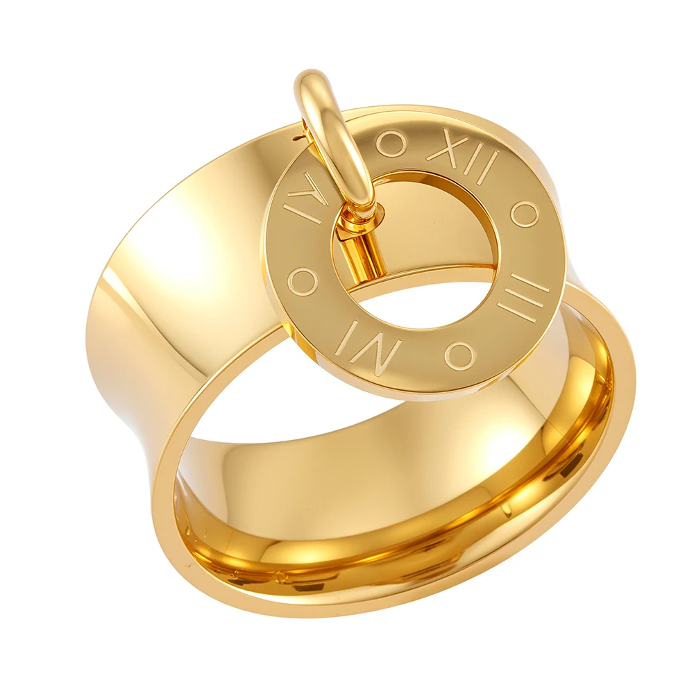 Stainless Steel Rings for Women Vintage Gold Color Geometric Finger Ring Fashion Minimalist Jewelry Gift