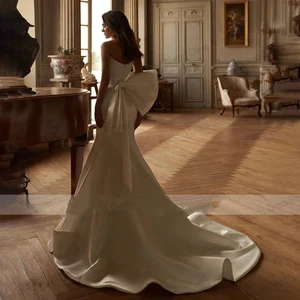 Glamouröse Hochzeitskleider Satin Brautkleider Luxus Meerjungfrau außerhalb des Schultergewandes für formelle Partykleider 9 Hauptverkaufskleid Braut Satin Luxus - №10