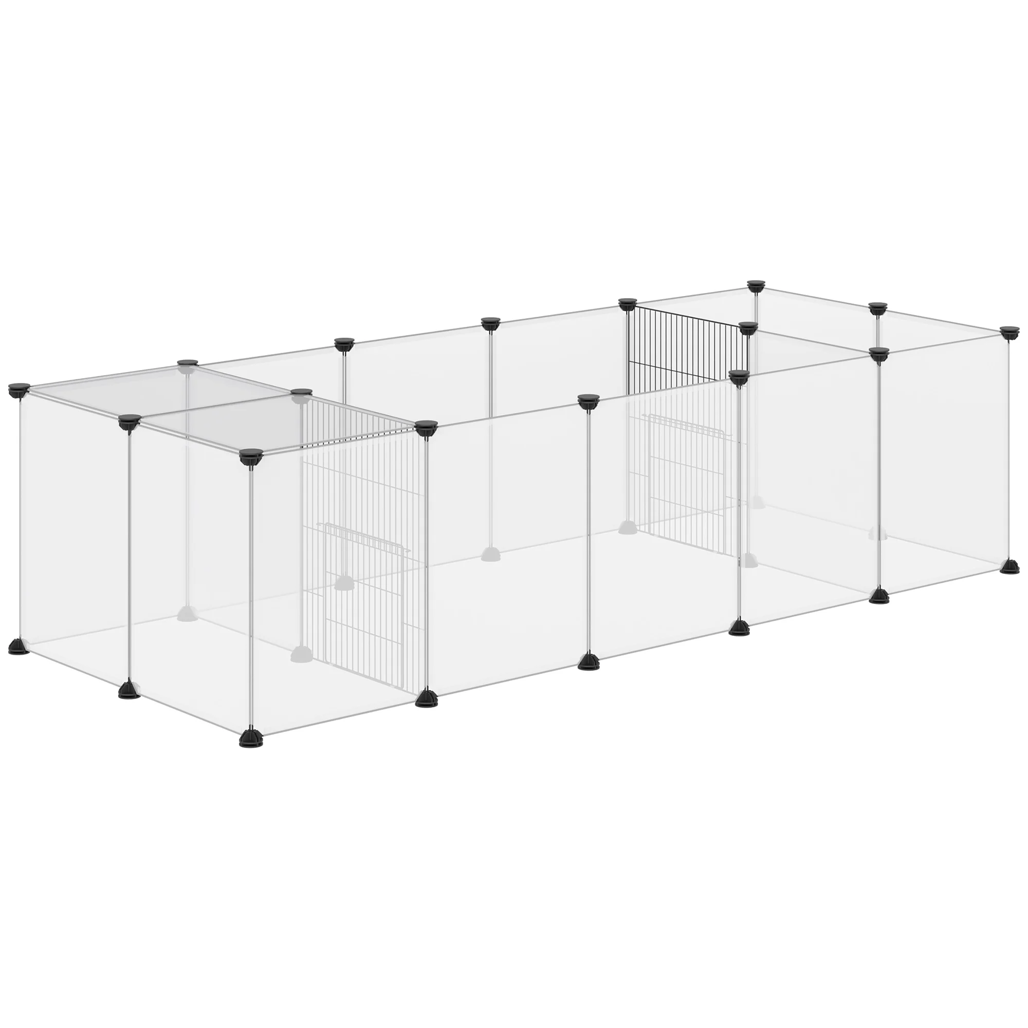 PawHut Enclos parc modulable pour petits animaux 20 panneaux pour lapin, hamster, chiot, cochon 175 x 70 x 45 cm blanc
