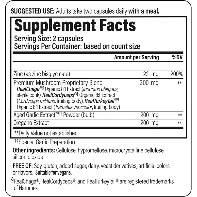 Herbal Supplements, Immune Support Formula, Cordyceps, Turkey Tail, and Aged Garlic Extract, All Non GMO, 60 Capsules