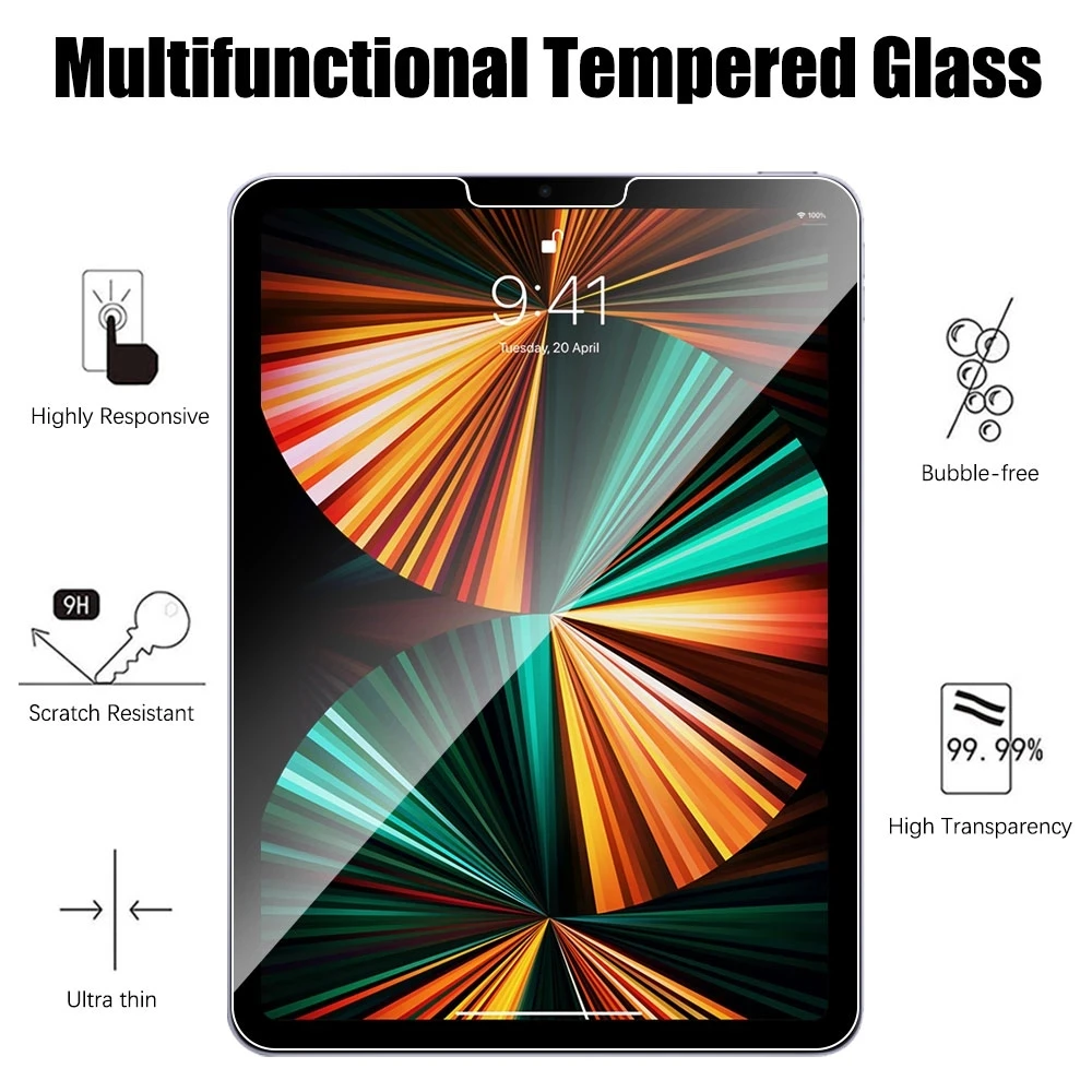 2pcs Screen Protector Tempered Glass For iPad Pro 12.9 2020 2018 2015 2017 2021 2022 A2232 A2437 A1670 Full Coverage Tablet Film