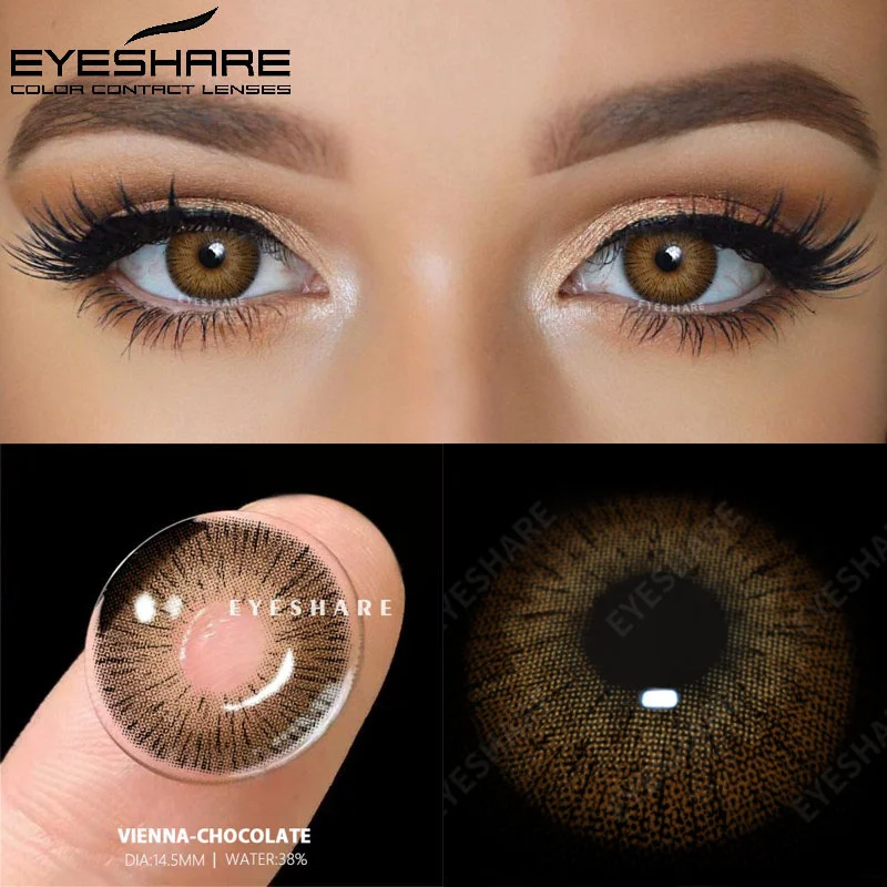 EYESHARE 1Pair New Colored Contact Lenses Green Eyes Lenses Natural Brown Eye Lenses Gray Contact Lenses Yearly Contact Lenses