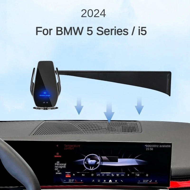 

2024 For BMW i5 5 Series Car Screen Phone Holder Wireless Charger Navigation Mount Interior Accessories 14.9 Inch Size
