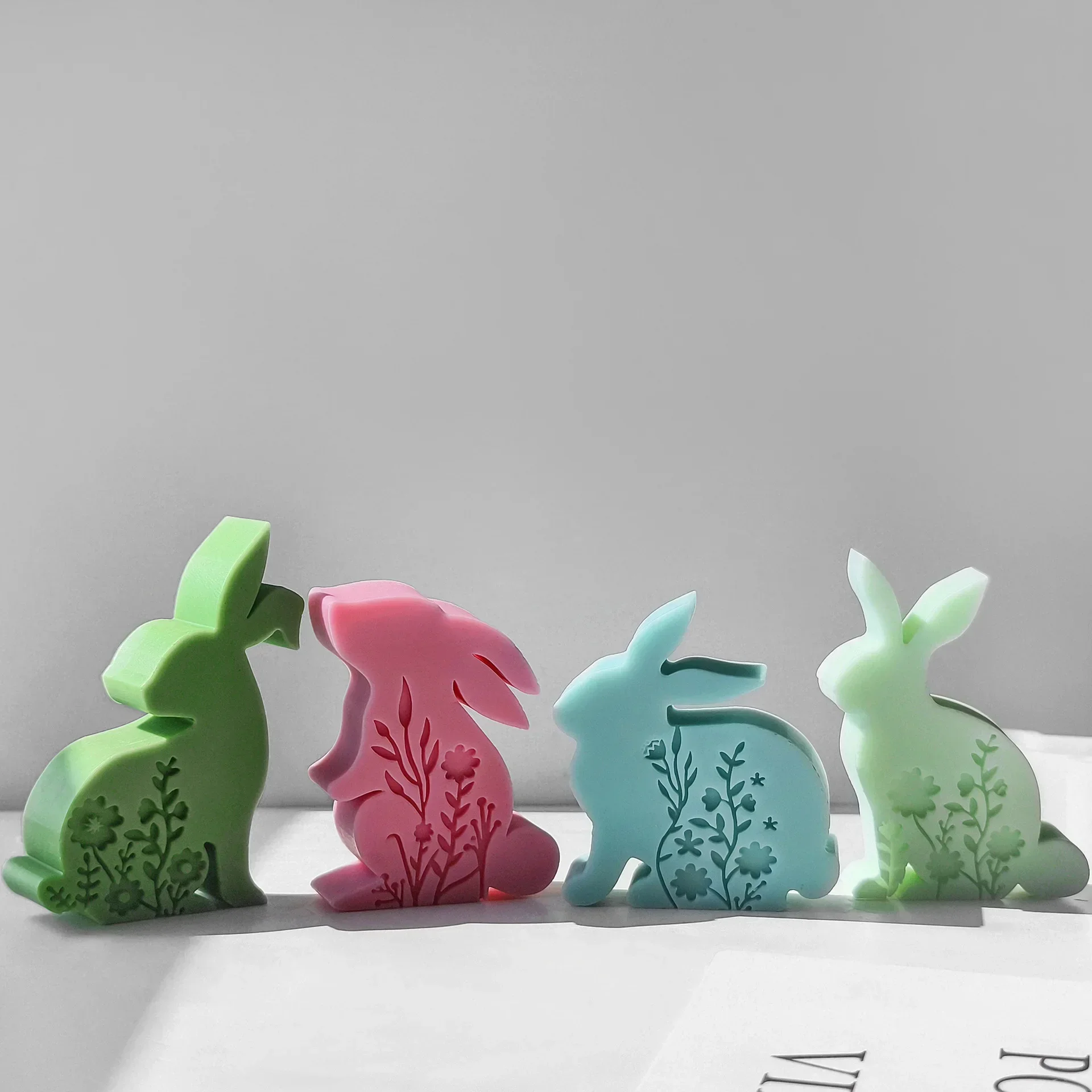 Easter Bunny Aroma Candle Silicone Mold DIY Embossed Flower Rabbit Candle Silicone Mold Handmade Gifts for Easter