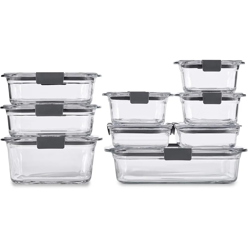 Glass Storage Set of 9 Food Containers with Lids (18 Pieces Total)