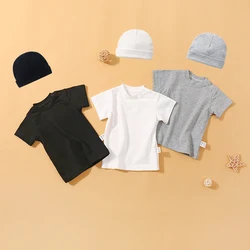 Baby T-Shirt 0-12Monts Girls/Boys Tops Soft Cotton Clothes Plain Color Short Sleeve Round Neck Tees Summer Infant Casual Costume