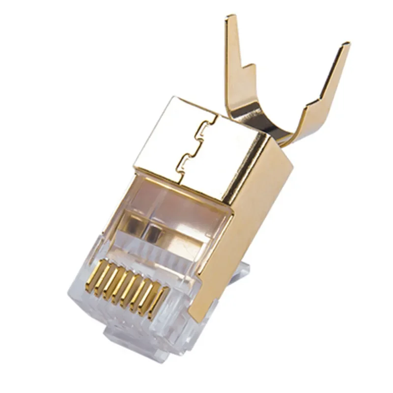 RJ45 Connector Cat8 Ethernet Plug 8P8C Modular Termination Shielded 1.5mm Large Pin Hole For Cat 8 LAN Cable AWG23 0.57-0.58mm