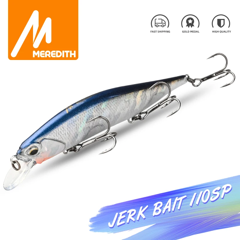 MEREDITH REALIS Jerkbait Minnow 110mm 17g SP Fishing Lures Hard Bait Multiple Colour For professional Fishing Hook Depth1-1.8m