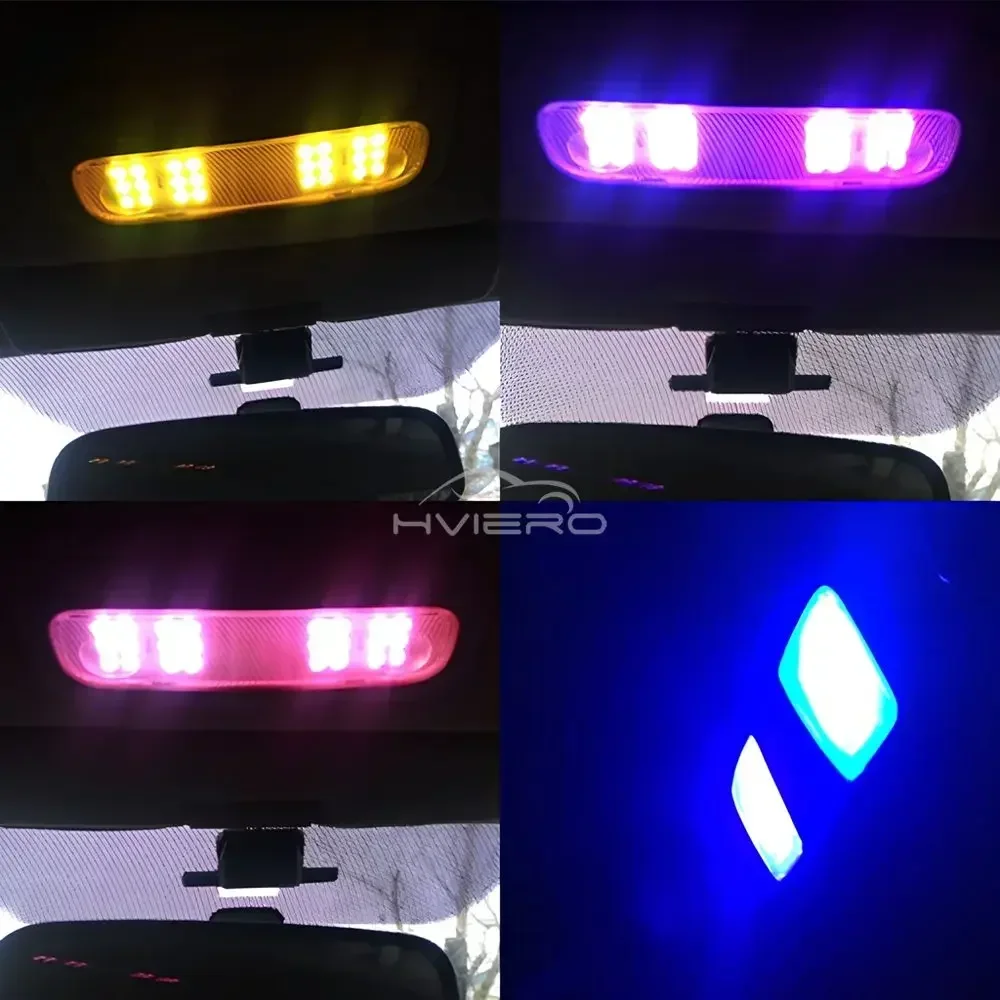 2Pcs RGB 6SMD 지붕 돔 꽃줄 독서 램프 C5w 자동차 자동 원격 제어 분위기 Led 환영 조명 차례 신호 트렁크 전구 썸네일 6