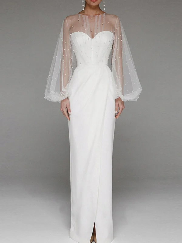 

Сексуальное женское летнее модное платье-макси с разрезом, высокой талией, длинными рукавами, цветное, для вечеринок, элегантное.