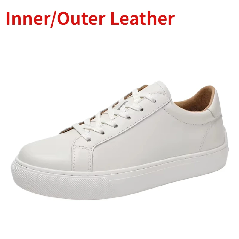 

Genuine Leather Small White Shoes for Men Summer Breathable Sport Casual Flat Bottomed Trainer Shoes Inner/Outer Leather Sneaker