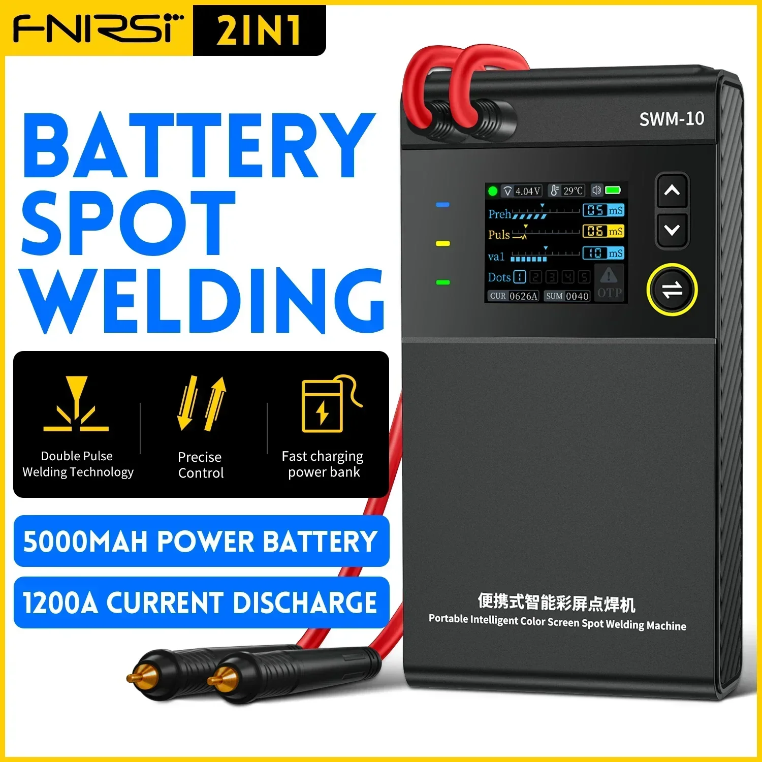 

FNIRSI SWM-10 Portable Battery Spot Welder DIY Mini Welding Machine 18650 Battery Pack Welding Tool 5000mah Weldable 0.25mm