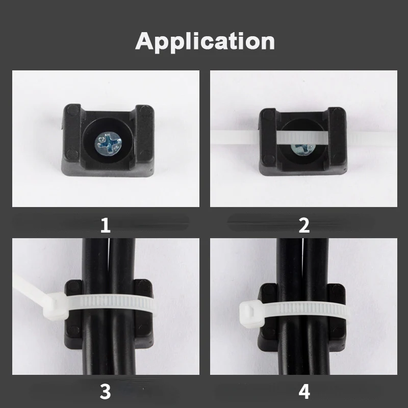 100Pcs Saddle Cable Ties with Base Mount Holder Wire Fixing Clamp Screw Holes Cable And Wire Management Organizer