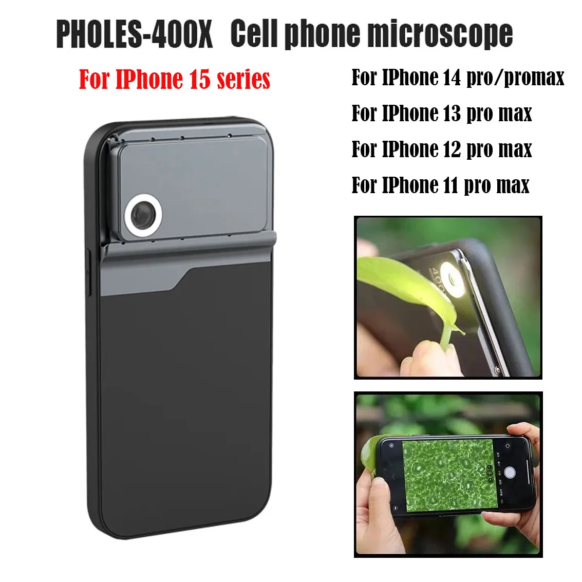 400x Phone Lens Iphone Microscope Lens Portable Smartphone Lentes for iPhone 15 14 13 12 11 Pro Max Microworld for Kids Adults