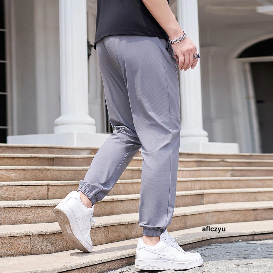 8XL Plus Size Jogger Pants Men Sweatpants Summer Cool Pants Solid Color Fashion Casual Trousers Elastic Waist