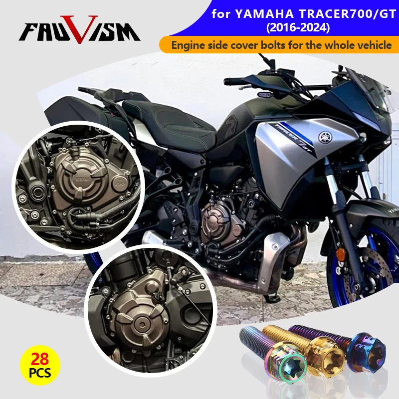 

Engine Bolts for Yamaha Tracer 700/GT 16-24 Clutch Cover/Magneto Cover/Water Pump/Chain Stainless Steel Star Hex Vacuum PVD