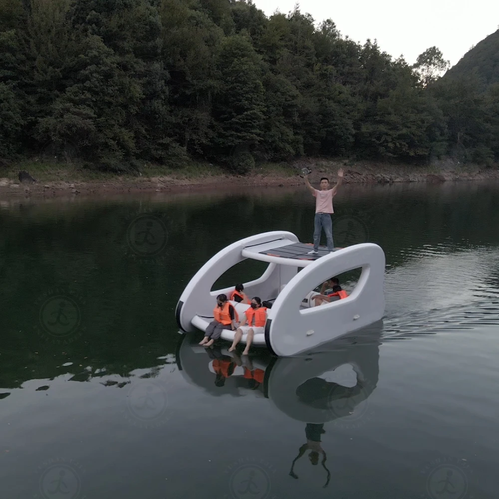 Outdoor DWF Inflatable Yacht Portable Splicing Water House Luxury Offshore Electric Catamaran