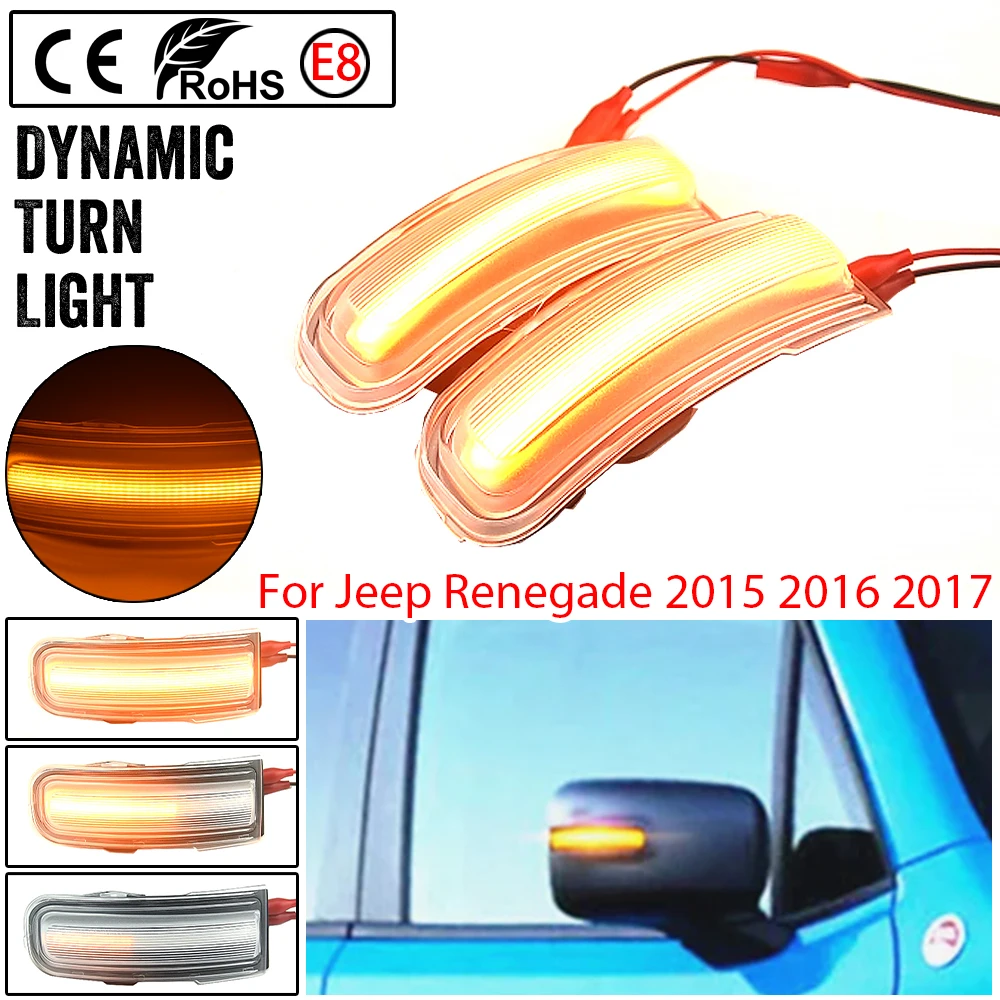2 Pieces Fit For Jeep Renegade 2015 2016 2017 2018 2019 2020 2021 2022 Dynamic LED Turn Signal Blinker Mirror Flasher Light