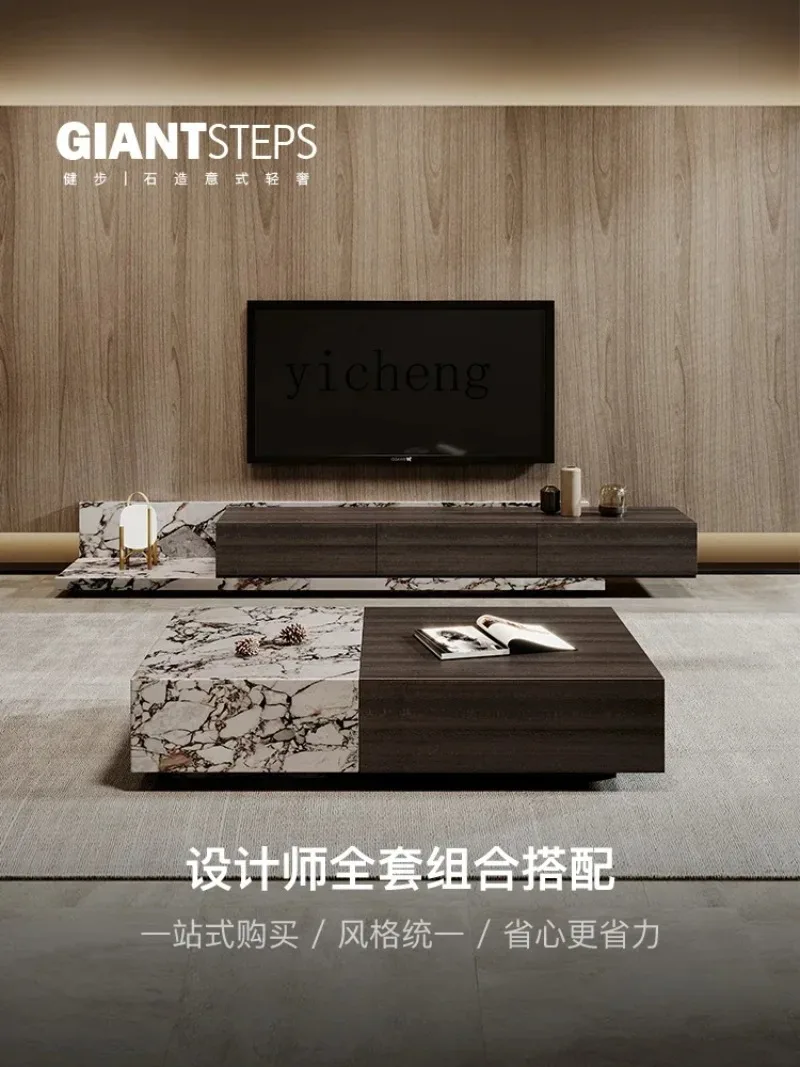 Marble Walnut Coffee Table Living Room High-end Nordic Expression Modern Home Designer Coffee Tablex24