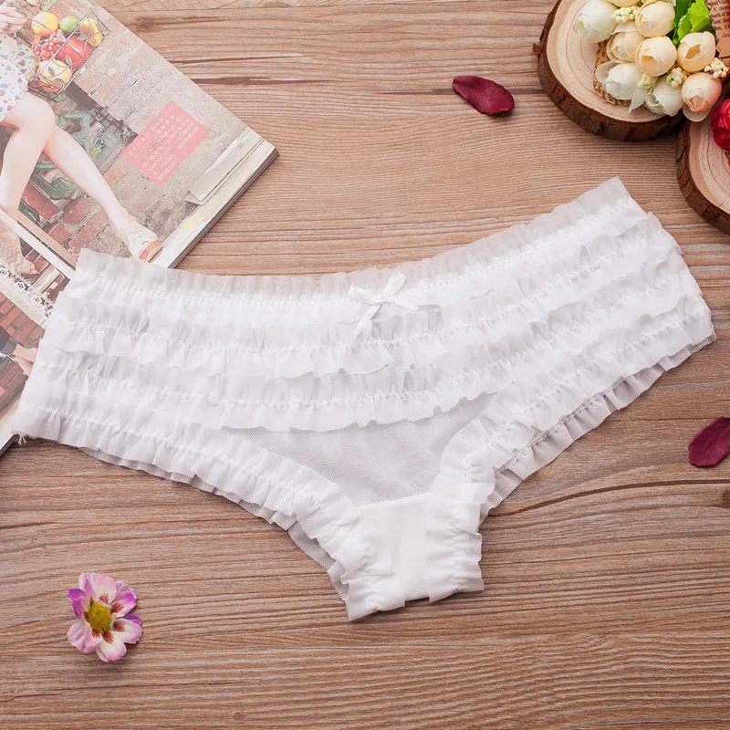 

Sweet Woman Panties Cake Layer Lace Briefs Polka Dot Flower Pattern Mesh Breathable Cozy Underpant Female Low Waist Panties